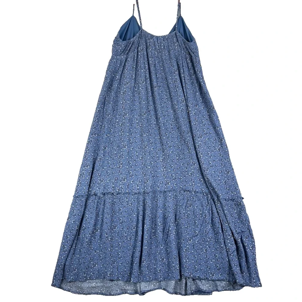 No Boundaries Blue Floral Maxi Dress Women's Size XL V-Neck Spaghetti Strap - Picture 7 of 10